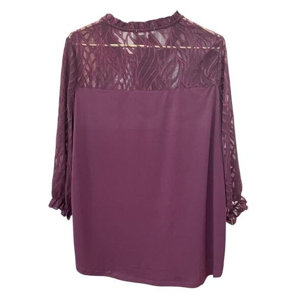 Joie de Vivre Purple Top – Sheer Sleeves, Crew Neck, Plus 2X – EUC - Picture 3 of 5